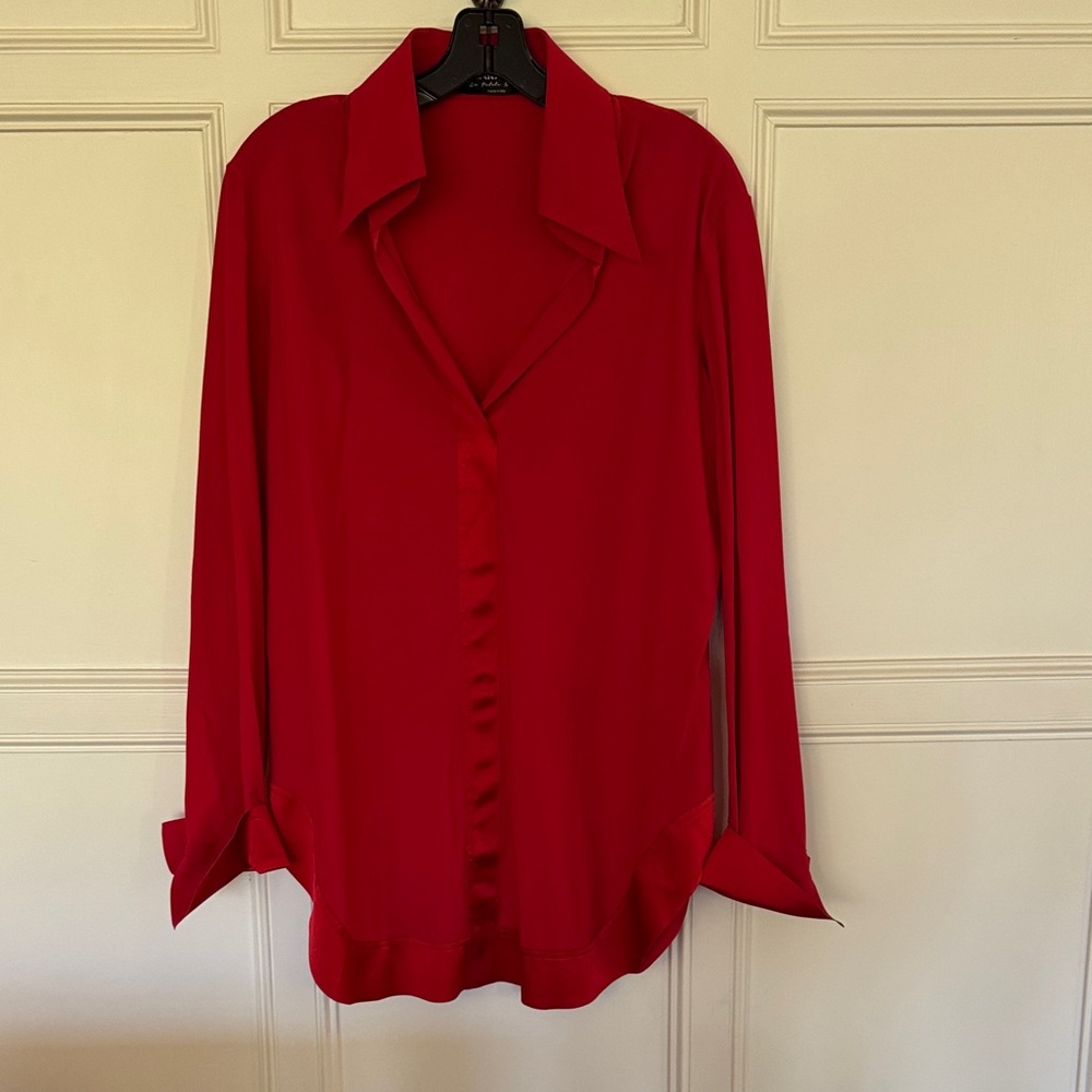 Chiara Boni Elegant Red Women's Blouse. Made in Italy. Size M